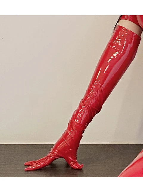Sexy Women PU Faux Leather Mini Bodycon Dress