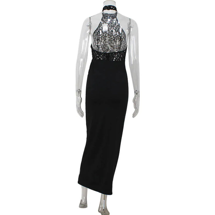 Elegant Lace Patchwork Sleeveless Sheath Dress For Women