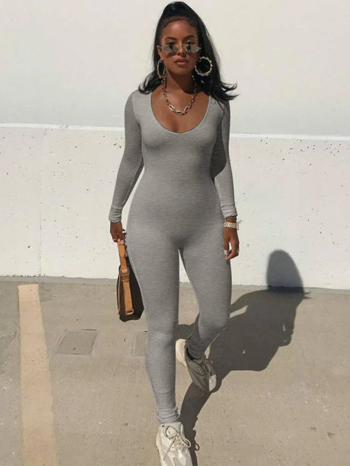 Slim Long Sleeve Knitted Jumpsuit For Women