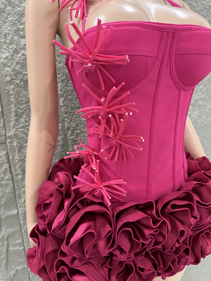 Signature Red Rose Floral Strapless Bandage