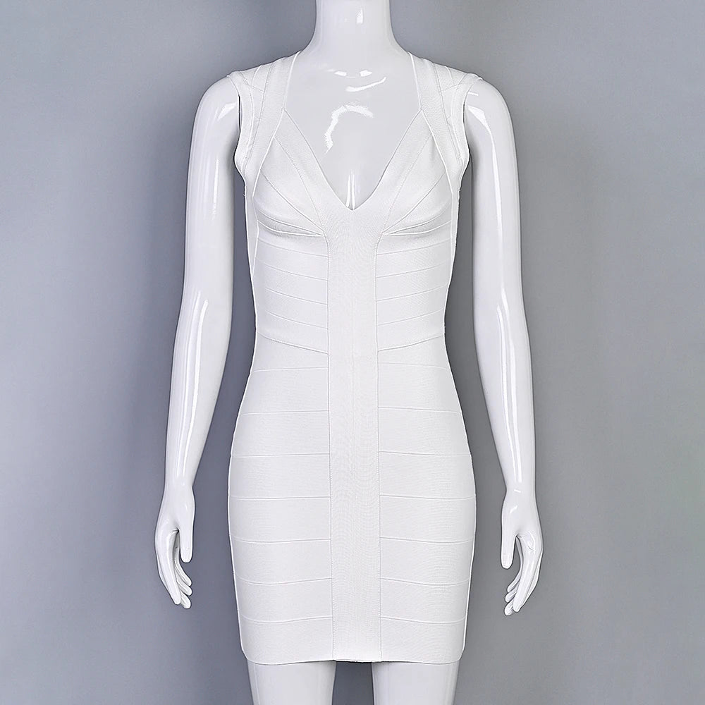 Luxury Signature Knit Plunge Dress For Elegant
