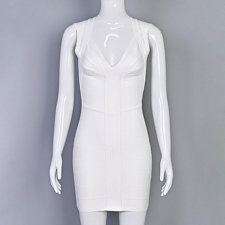 Luxury Signature Knit Plunge Dress For Elegant