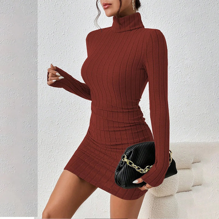 Elegant Knitted Bodycon Party Mini Dress For Women