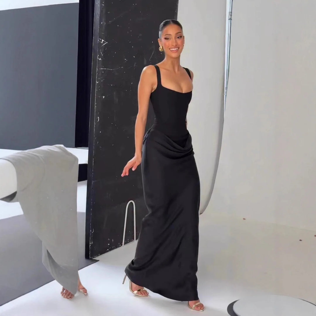 Chnmr Elegant Black Maxi Dress For Women