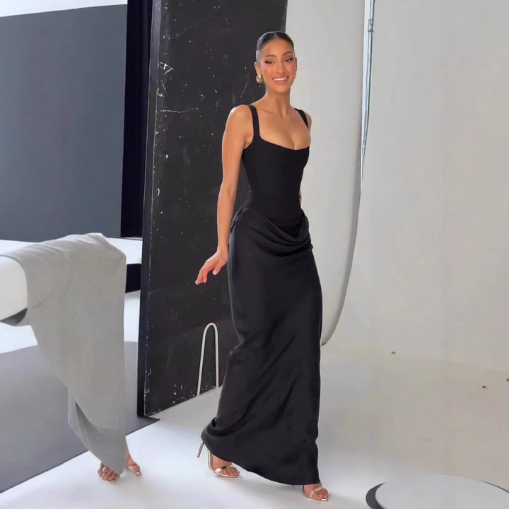 Chnmr Elegant Black Maxi Dress For Women