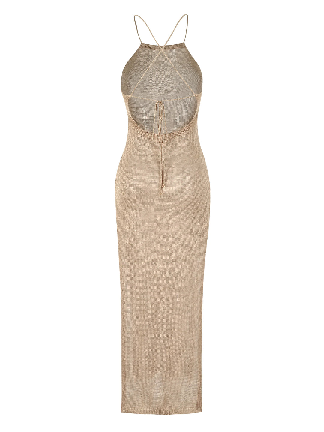 Luxe Knit Halter Backless Beach Dress For Women