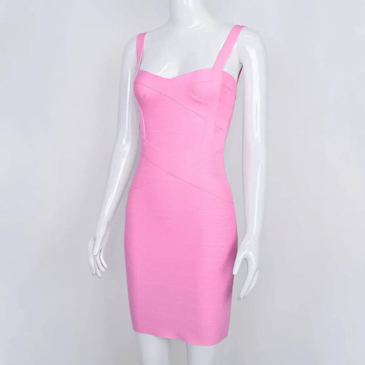 BEAUKEY Blue Spaghetti Strap Women Mini Bandage Dress Bodycon Sexy Above Knee Length Bodycon Party Club Dress XL Classic Vestido