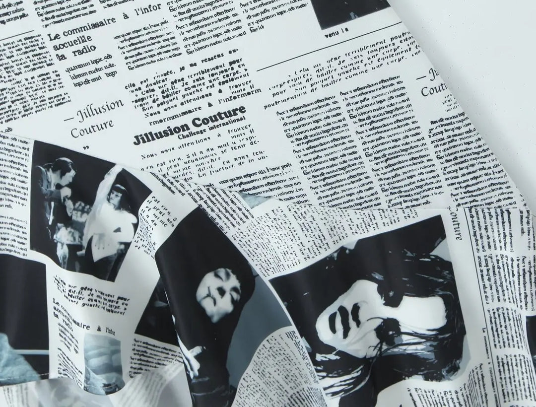 Yenkye Signature Newspaper Print Irregular Mini