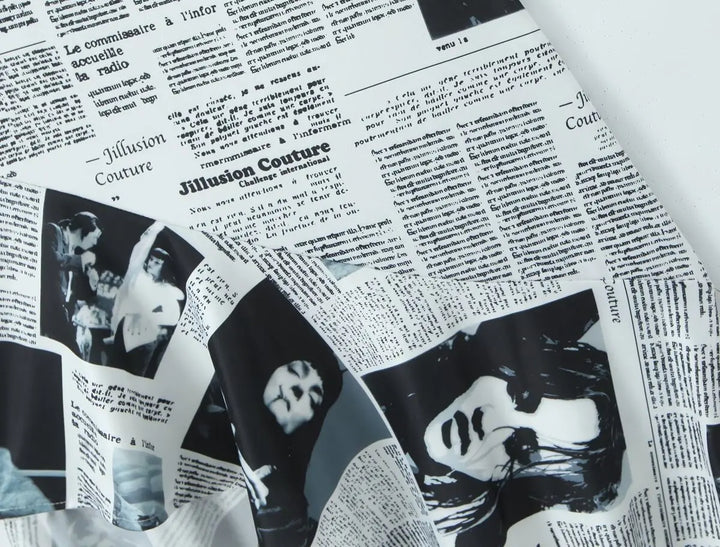 Yenkye Signature Newspaper Print Irregular Mini