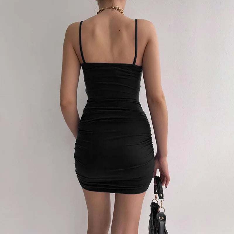 Sexy Spaghetti Strap Bodycon Dress Backless Wrap