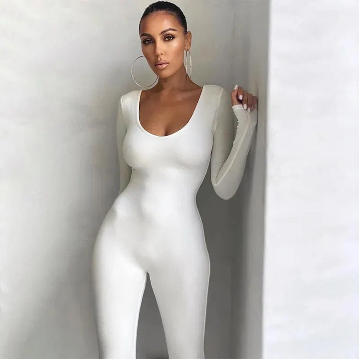 Dulzura Women Autumn Winter Knit Jumpsuit Bodycon