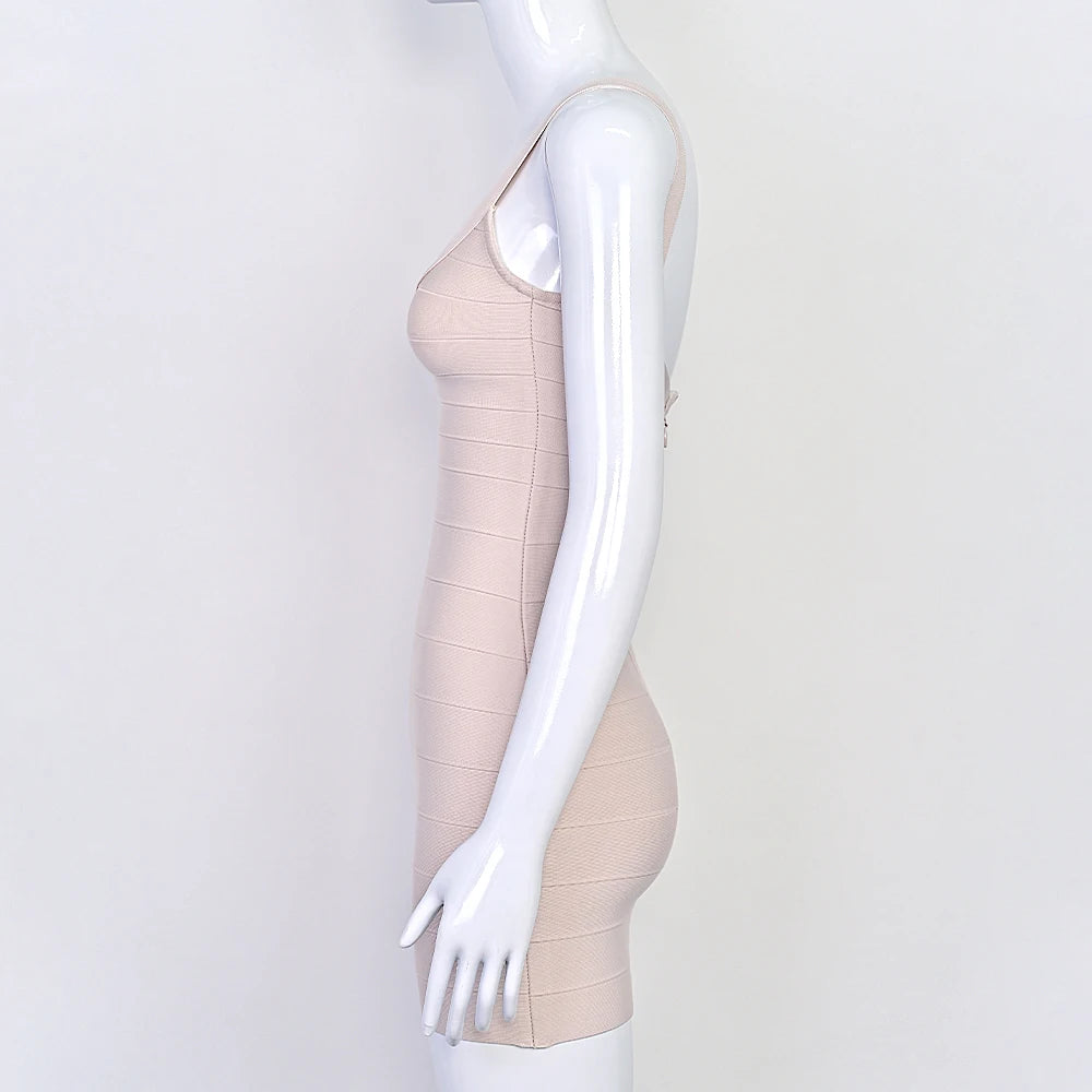 Luxury Pink Ginger Bandage Bodycon Mini Dress