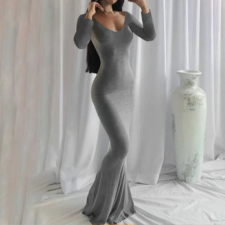 Feel Good Cozy Knit Ankle Length Slim Women Dress
