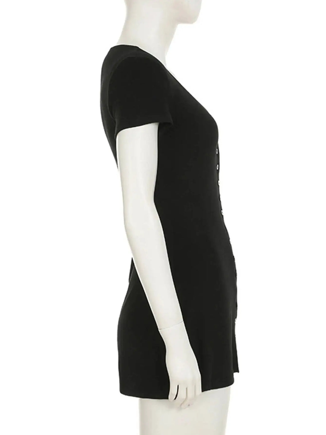 Luxury Black V Neck Mini Dress For Elegant