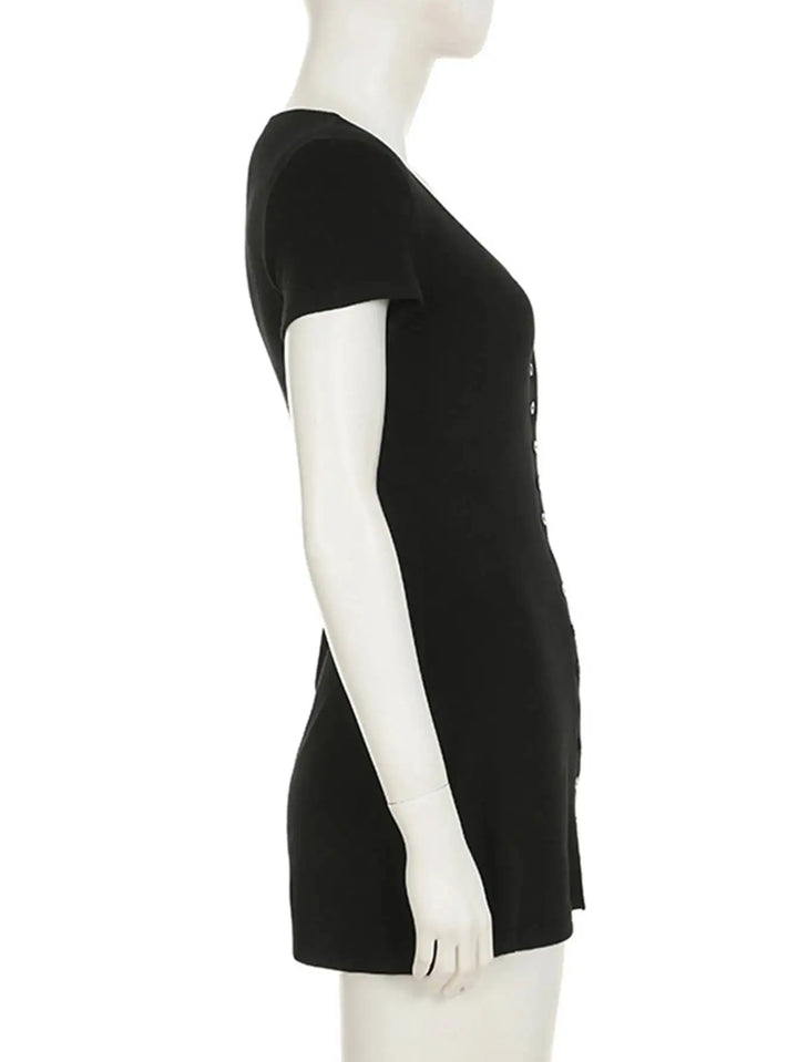 Luxury Black V Neck Mini Dress For Elegant