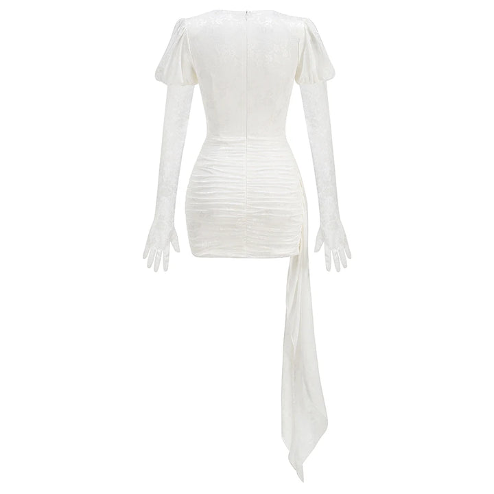 Vizziel Red White Mini Draped Tailored Sheath