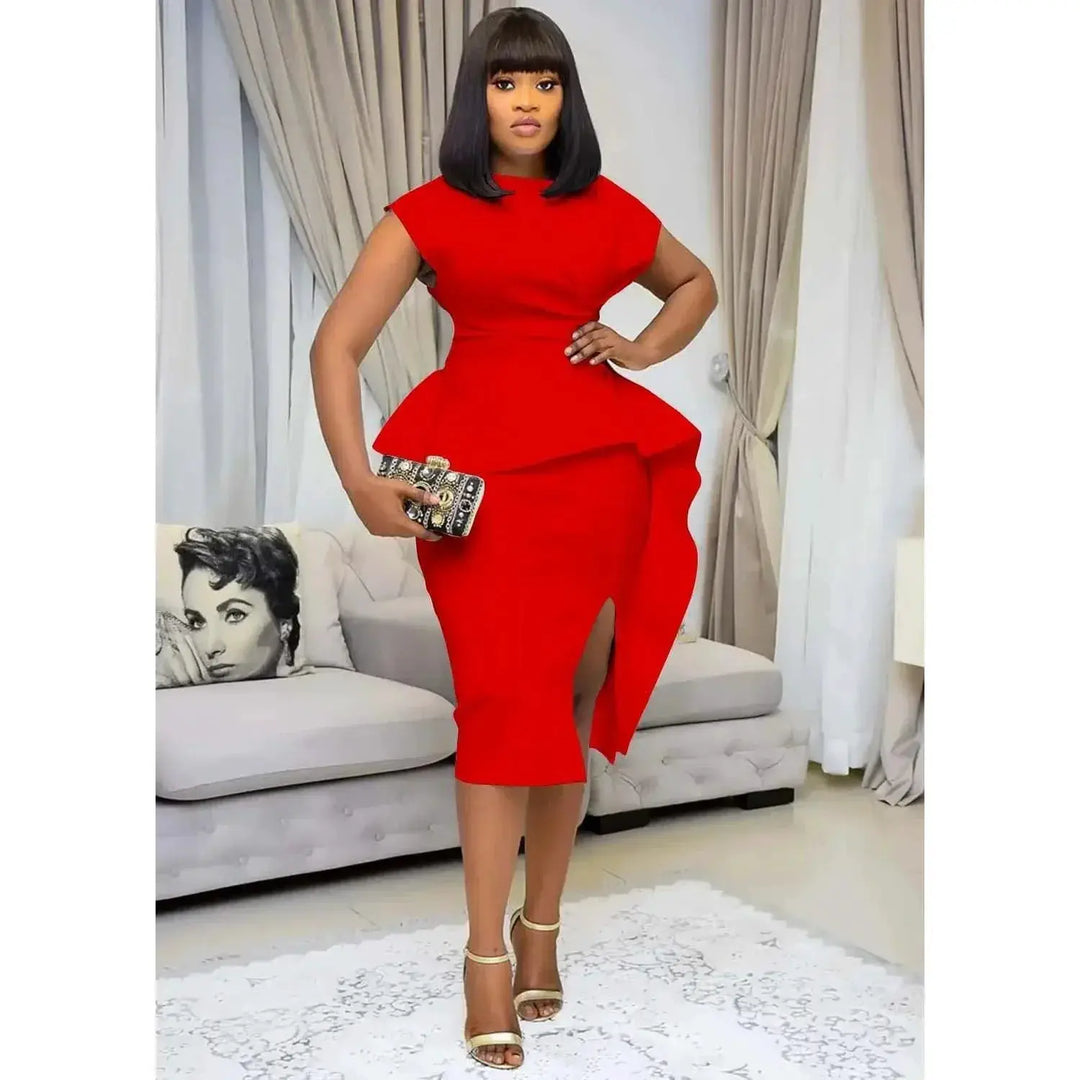 African Inspired Backless Peplum Bodycon Dress Party Outfit
