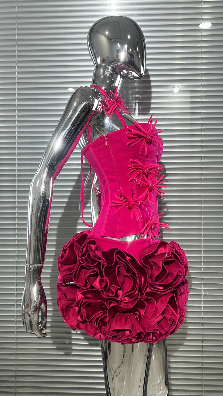 Black Red Strapless Laced Bodycon Cocktail Mini