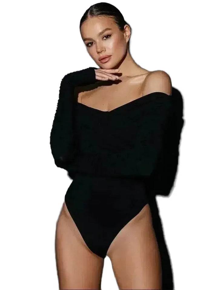 Sleek Black Bodycon Romper for Sexy Night Out Clubwear