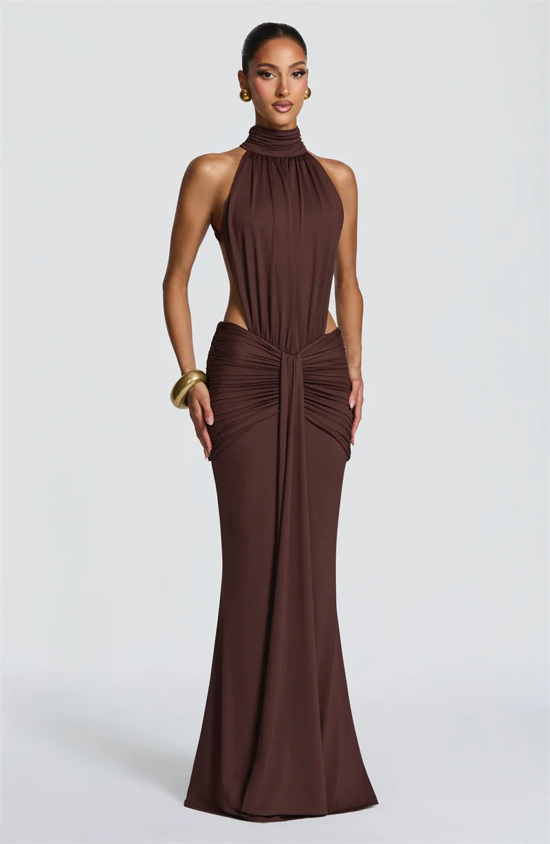 Limited Edition Turtleneck Backless Maxi Gown