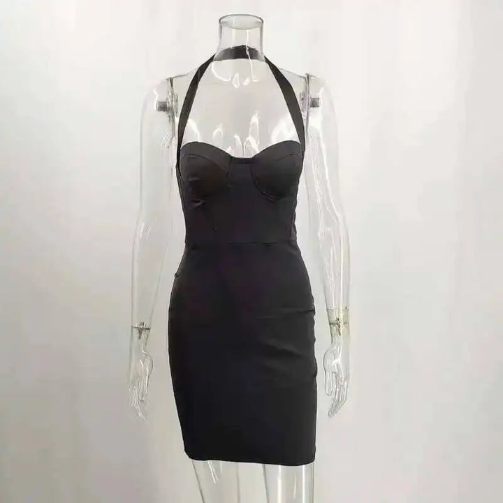 Giyu Black Glitter Strapless Bodycon Mini Dress