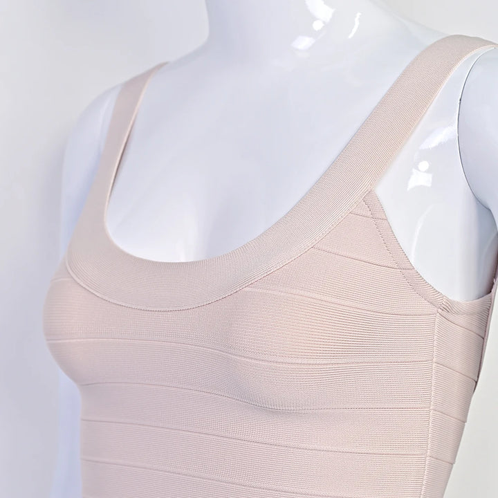 Luxury Pink Ginger Bandage Bodycon Mini Dress