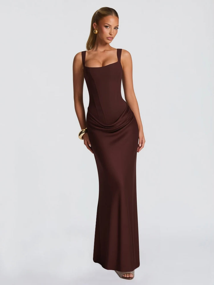 Elegant White Corset Maxi Dress For Party
