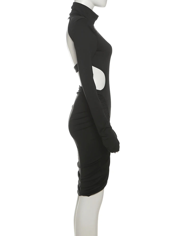 Premium Sisterlinda Autumn Turtleneck Bodycon Mini