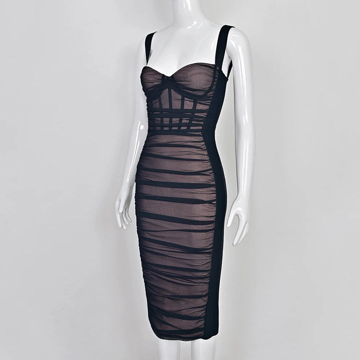 Beaukey Vintage Lace Bandage Dress Elegant