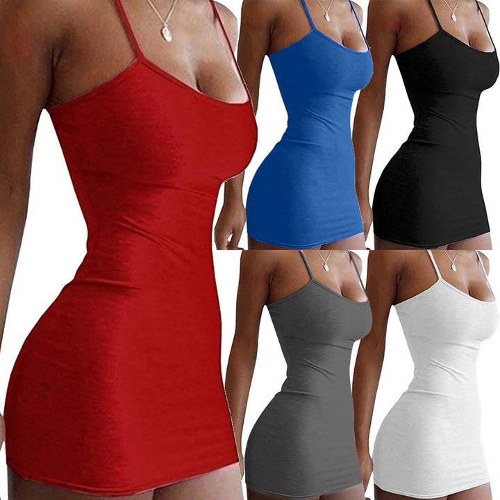 White Spaghetti Strap Bodycon Mini Dress Women