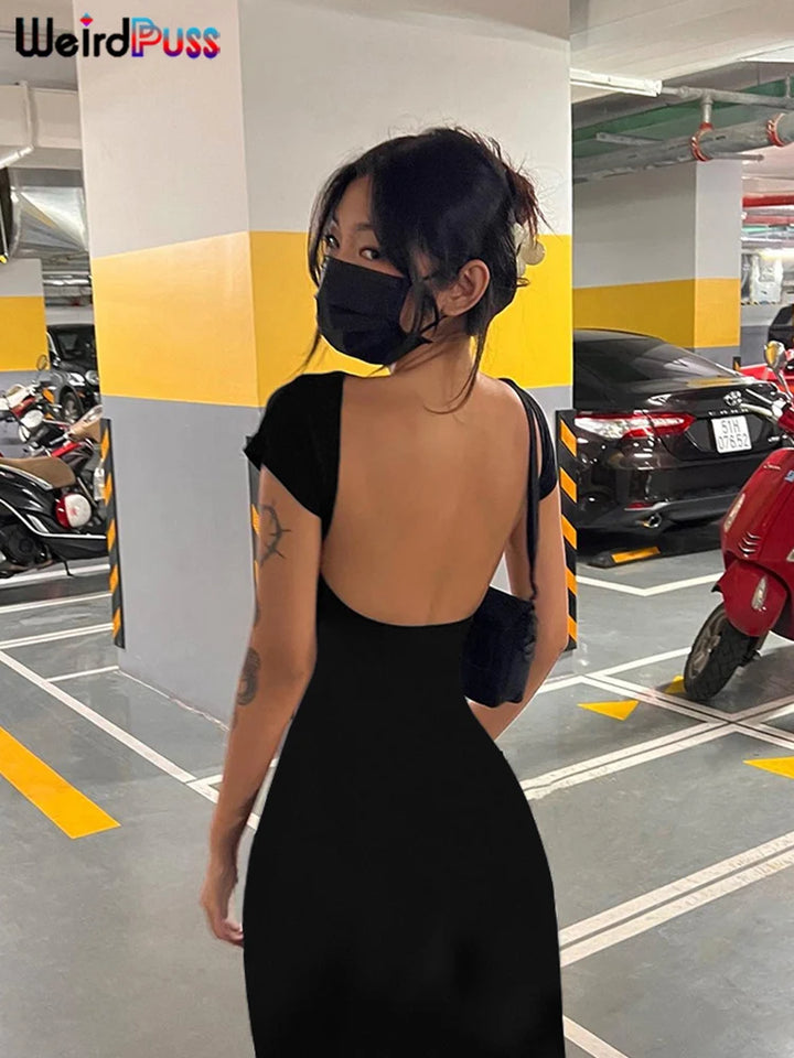 Elegant Backless Bodycon Maxi Dress By Weir