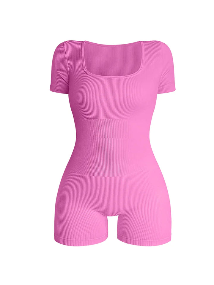 Womens Square Neck Jumpsuit High Waist Bodycon Fit