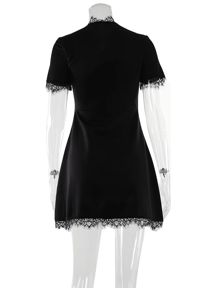 Sculptural Black Lace Sheath Dress Elevates Your