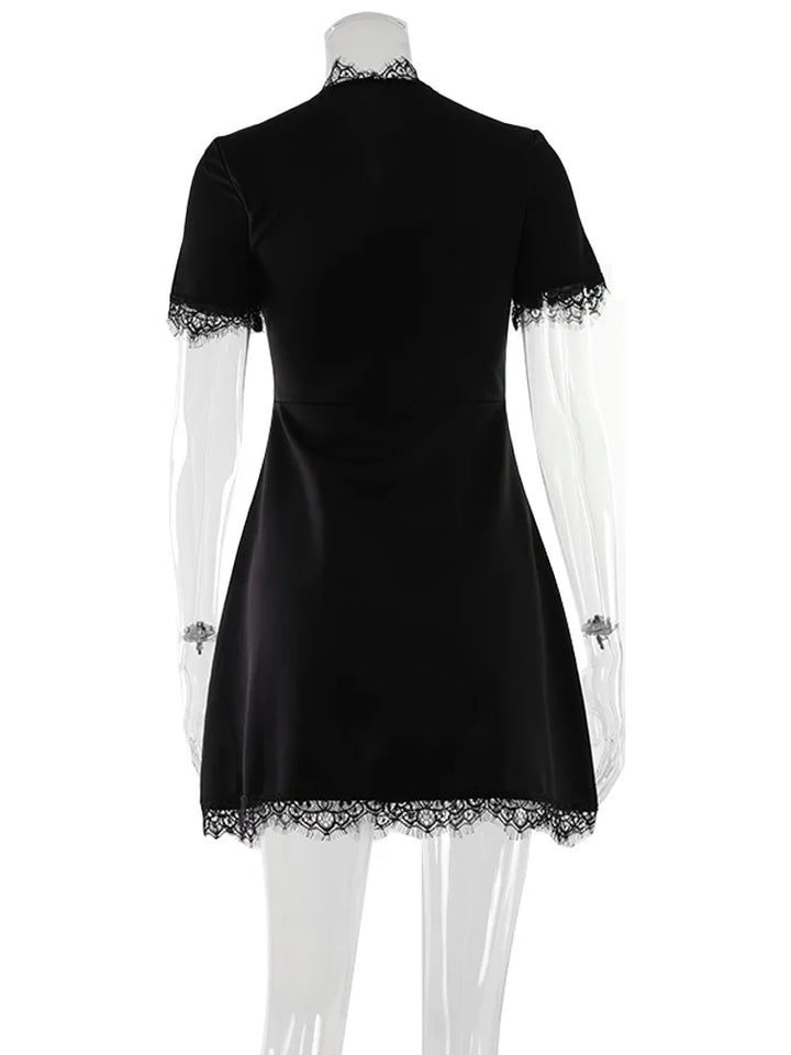 Sculptural Black Lace Sheath Dress Elevates Your