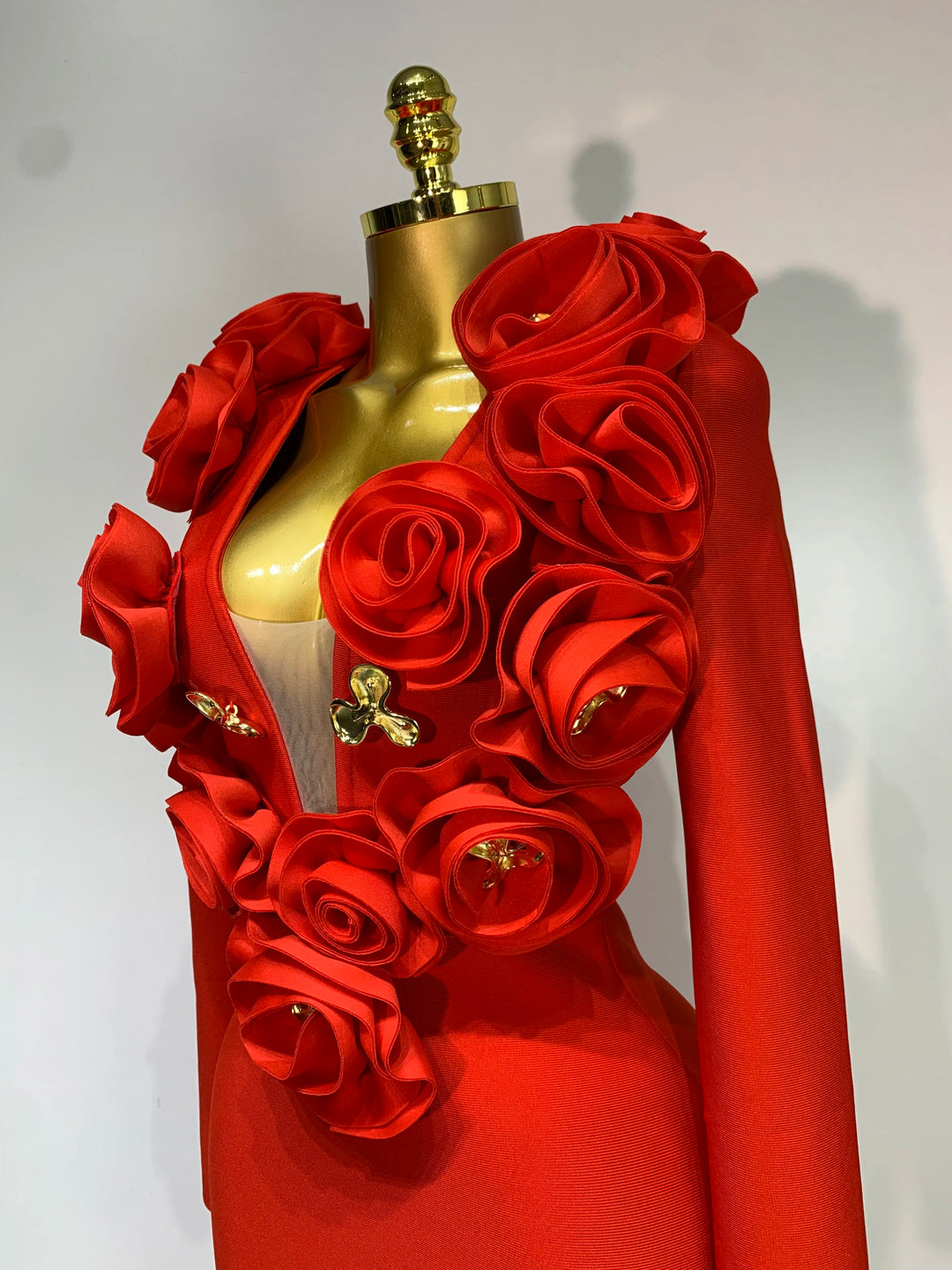 Luxury 3D Floral Bandage Dress For Stunning