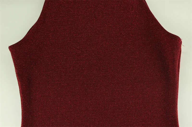 Exclusive Red Sequin Sleeveless Maxi Knit Bodycon