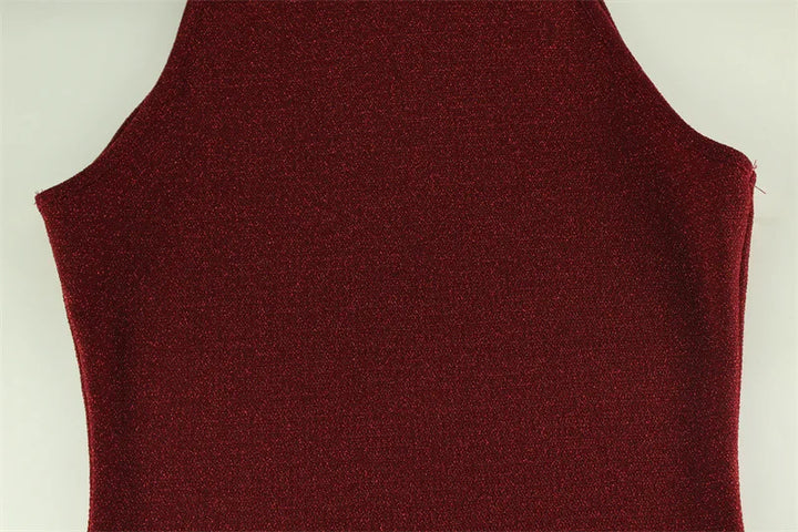 Exclusive Red Sequin Sleeveless Maxi Knit Bodycon