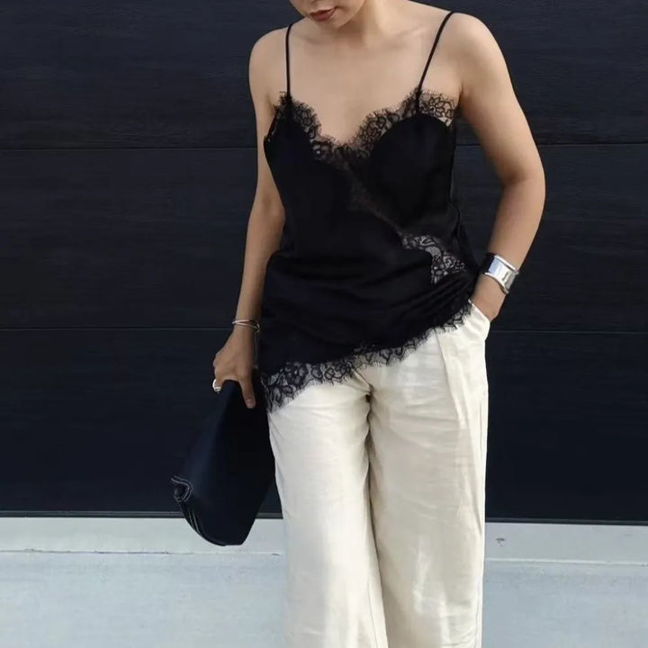 V Neck Asymmetrical Lace Camisole For A Chic