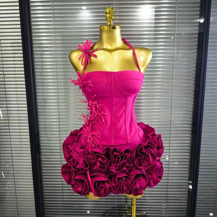 Women Strapless Christmas Two Piece Bodycon Dress