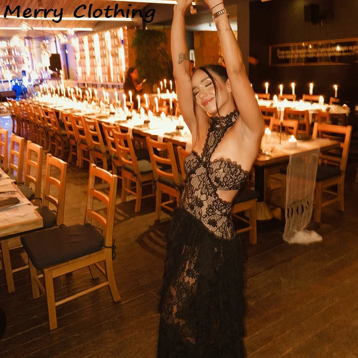 Stunning Lace Patchwork Evening Dress For Club