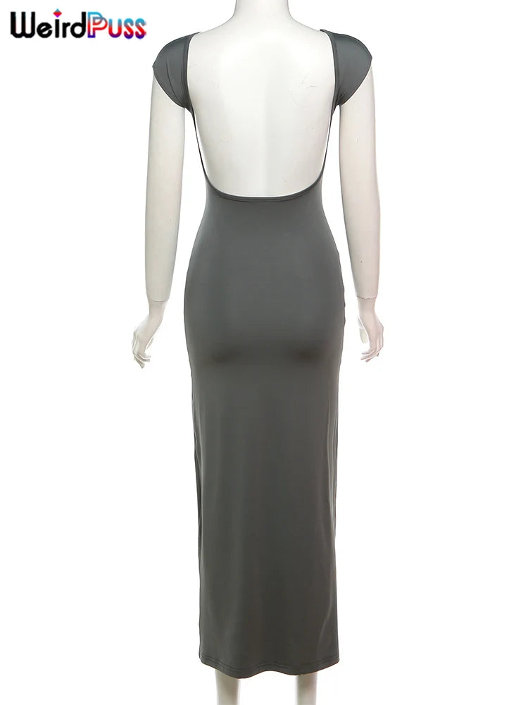 Elegant Backless Bodycon Maxi Dress By Weir