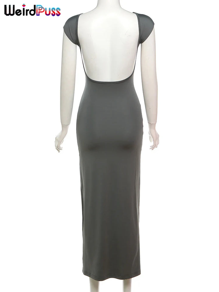 Elegant Backless Bodycon Maxi Dress By Weir