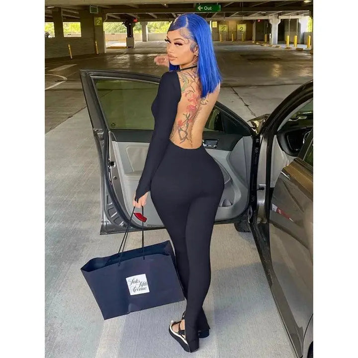 Sultry Backless Bodycon Jumpsuit Chic Rompers for Women