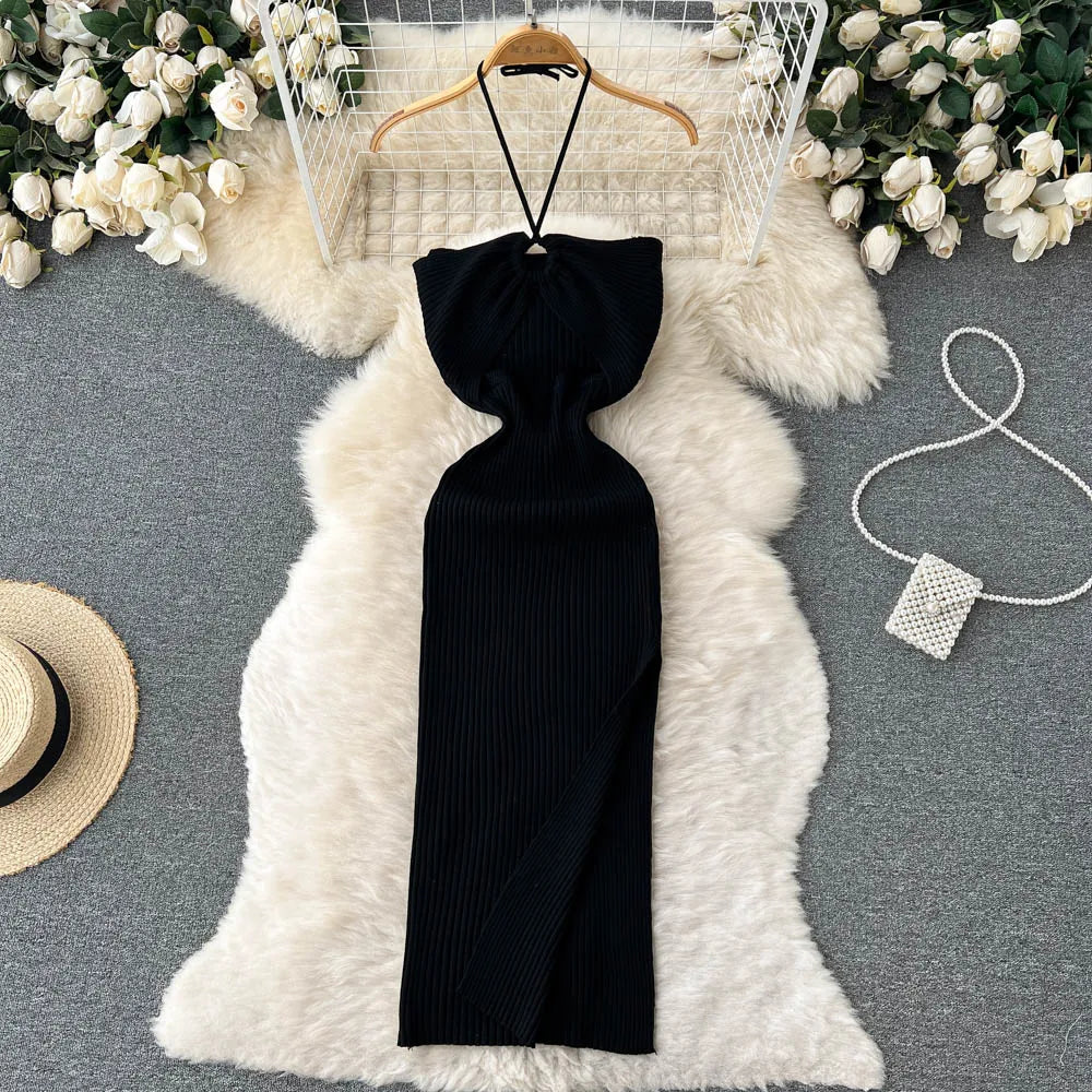 YuooMuoo Chic Knit Bodycon Dress Slim Knee Length