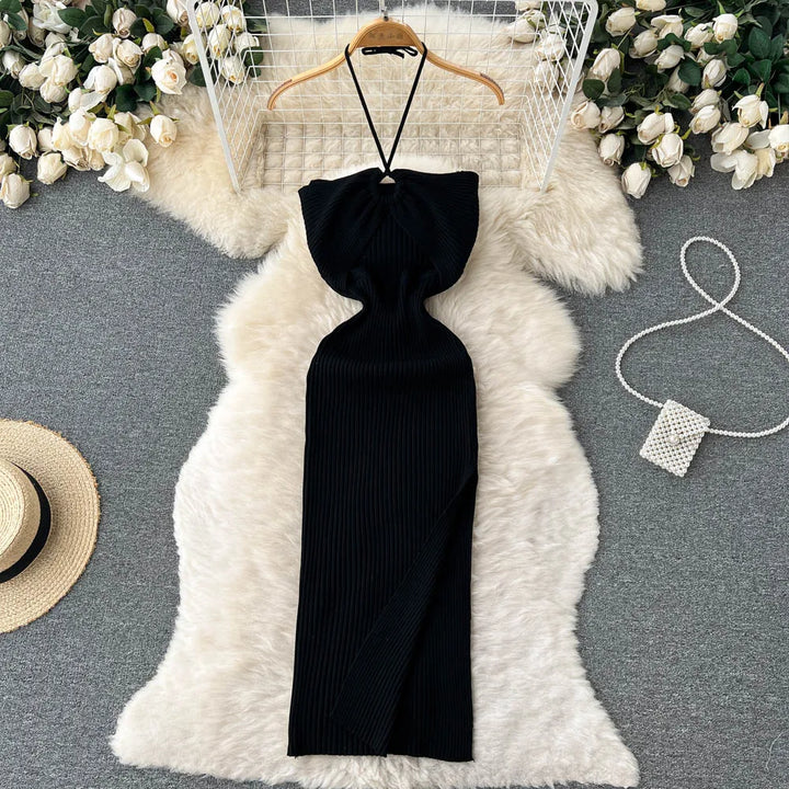 YuooMuoo Chic Knit Bodycon Dress Slim Knee Length