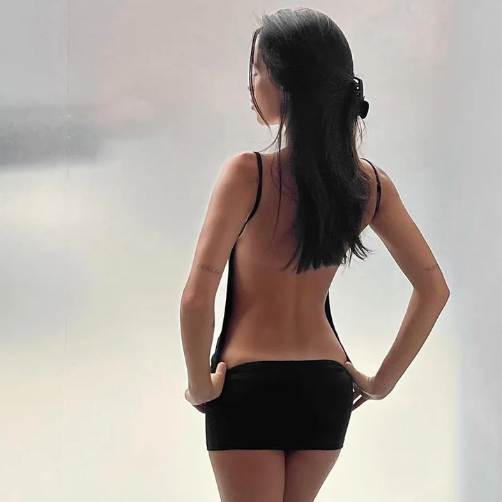 Limited Signature Black Backless Mini Dress