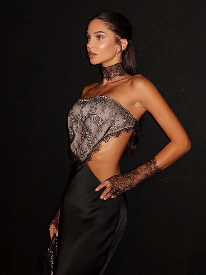 Sophisticated Slim Sheath Lace Strapless Evening