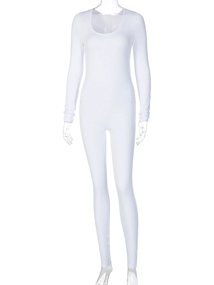 Hugcitar 2025 Square Collar Bodycon Jumpsuit Women
