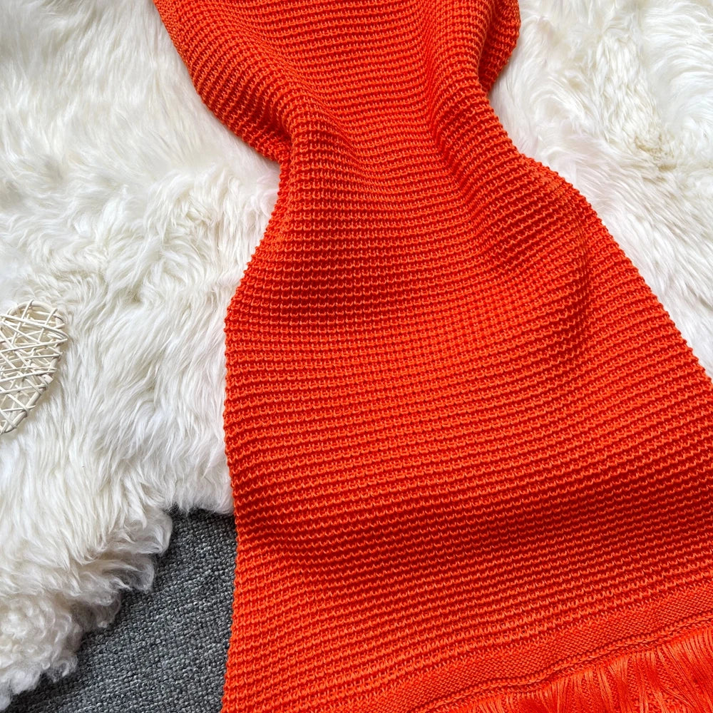 Yuoomuoo Sleeveless Knit Mini Dress Openwork