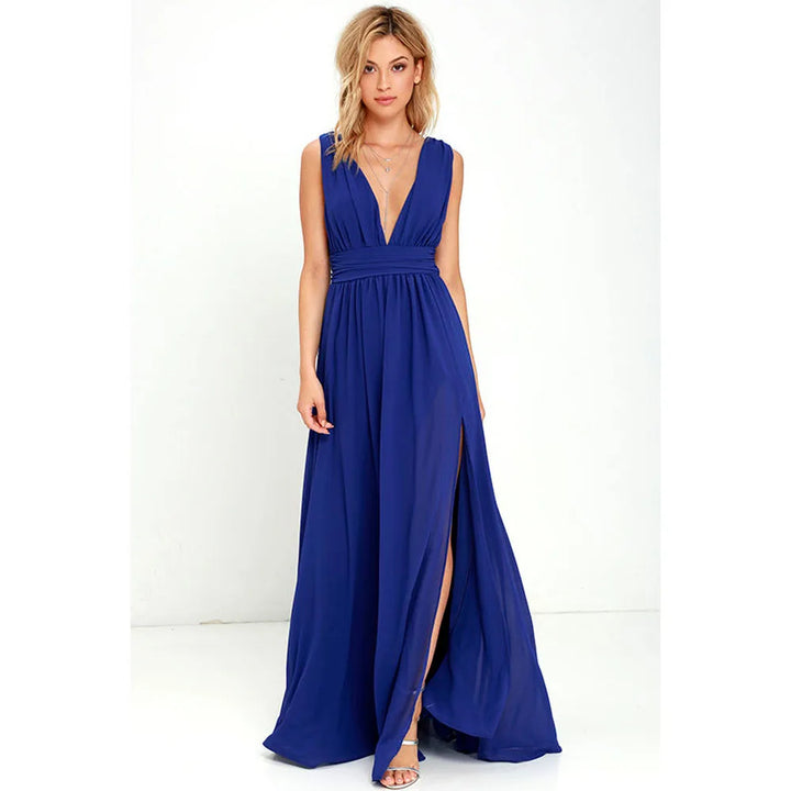 Red Backless Maxi Dress For Party And Bridesmaid